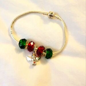 Festive 925 charms charm bracelet. CHRISTMAS COLORS w ANGEL 😇